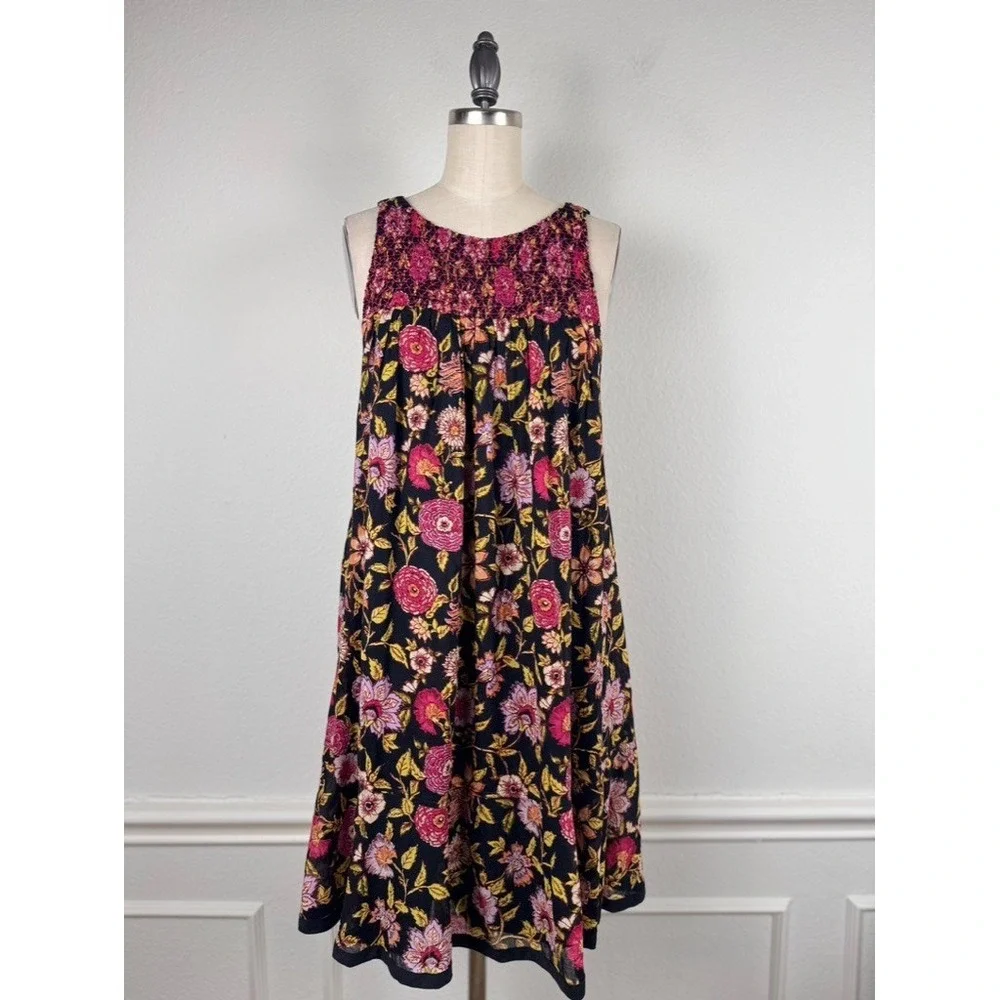 Free People Oh Baby Dress‎ Babydoll  XS Floral Boho Mini Smocked Cottagecore